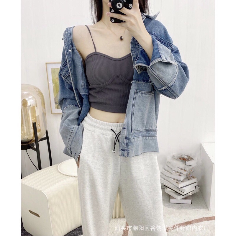 Áo ngực nữ - Áo bra gân tăm mút may cố định mỏng mềm mịn 1802