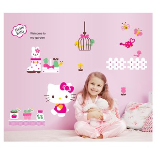 Stickers dán tường cho bé gái tranh Mèo Kitty mẫu số 3 - decal có keo sẵn bóc dán dễ dàng tại nhà