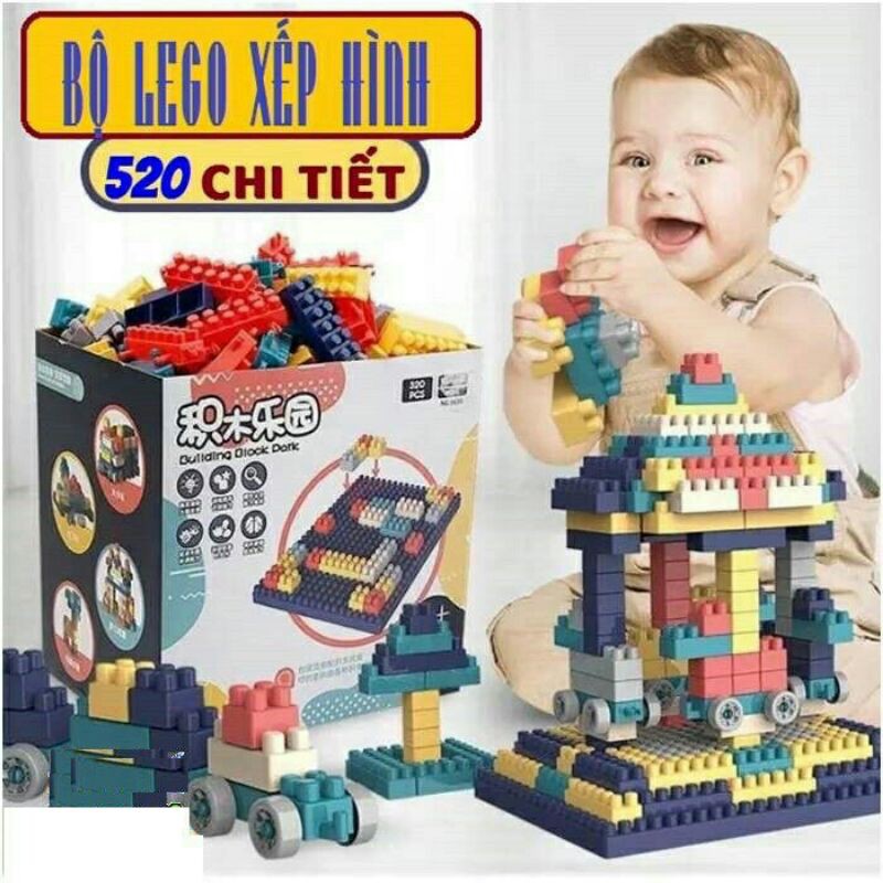 Đồ chơi cho bé lego 520 chi tiết lắp ghép đồ chơi phát triển trí não 1 tuổi 2 tuổi 3 tuổi 4 tuổi 5 tuổi