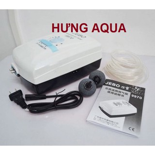 Máy Sủi Oxy Tích Điện Chạy Pin Sạc JEBO 9950 / 9970 loại 2 vòi đề phòng cúp điện (chính hãng)