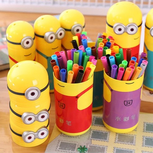 Hộp bút màu dạ 36 màu minion, bút lông tô màu hình minion đáng yêu