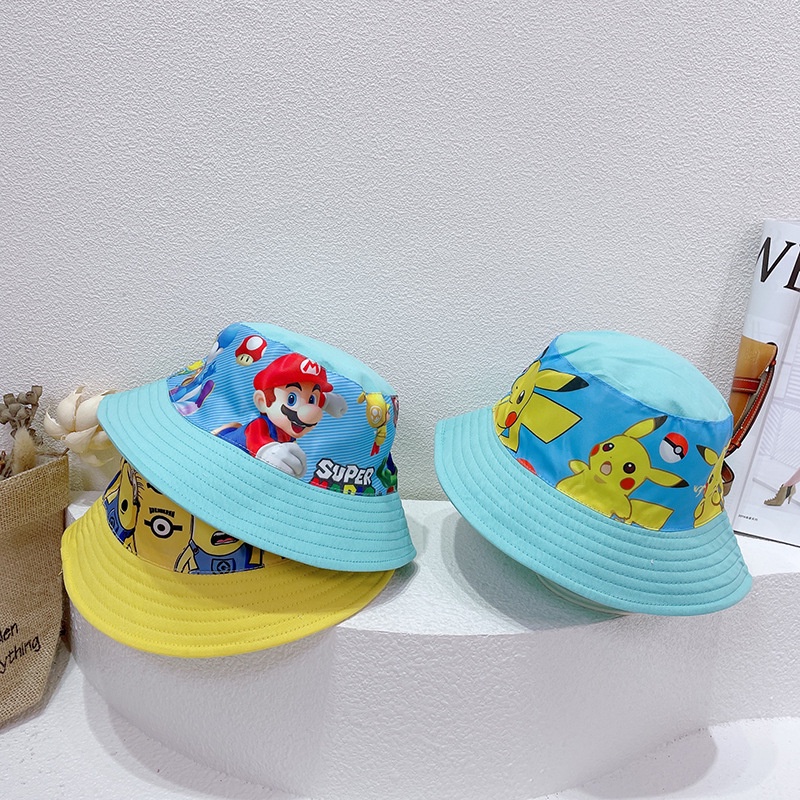 Ns2 Mũ bucket Hình super mario pikachu minions Chống Nắng Ngoài Trời Dễ Thương sn2 Cho Bé Trai Và Gái