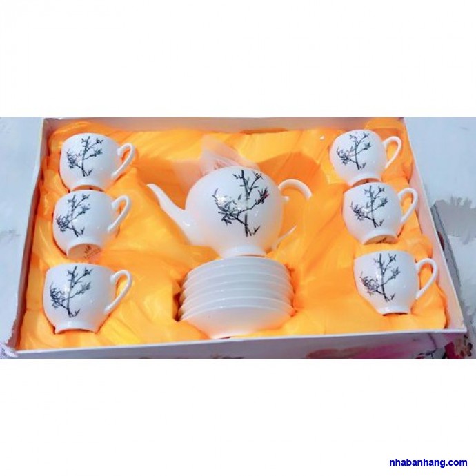 BỘ ẤM VÀ TÁCH TRÀ SỨ TRÁNG MEN CỰC PHẨM CAO CẤP HÀN QUỐC LÀM QUÀ SANG TRỌNG