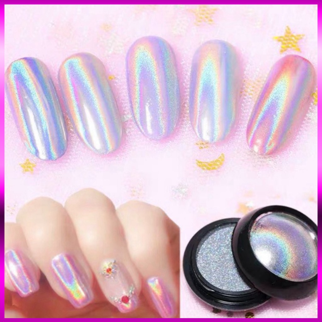 Nhũ tráng gương cầu vồng trang trí móng tay giá sỉ phụ kiện nail đồ nail giá rẻ hoài út Nail Store