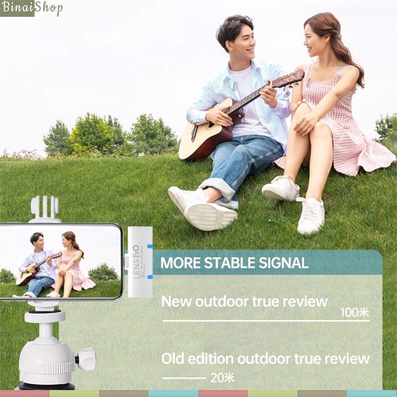 Lensgo LWM-518C - Micro Cài Áo Không Dây 2.4GHz, Thu Âm Cho Điện Thoại Làm Vlog, Tik Tok, Phát Trực Tiếp