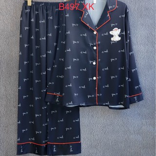 Bộ đồ ngủ pijama lụa QCCC, họa tiết in chuẩn , chất mền mịn mát .B497