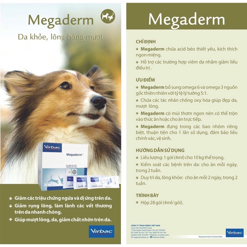 Gel dưỡng da và lông Megaderm - Virbac 28 gói Cho Chó Mèo