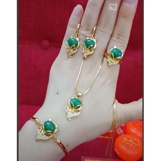 Bộ trang sức hồ ly đá xanh