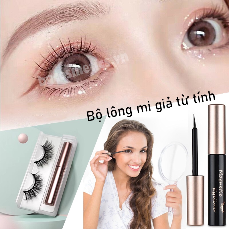 Bộ Lông Mi Giả Nam Châm 3D Tự Nhiên Kháng Nước Lâu Trôi BEAUTY GLAZED