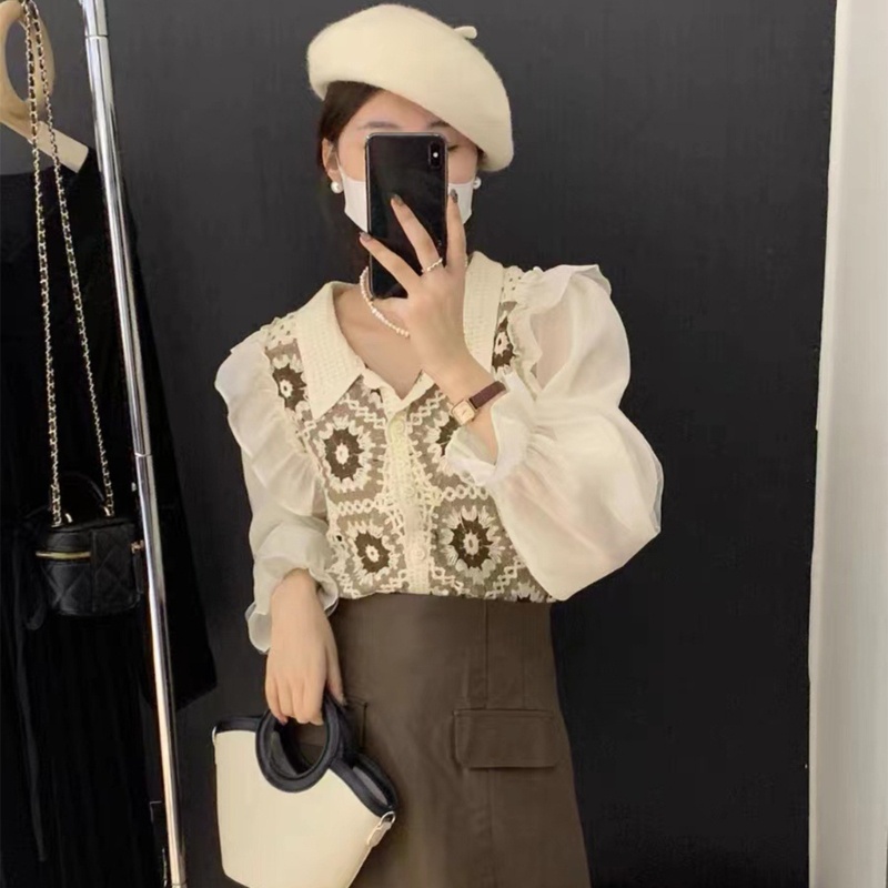 Áo Khoác Cardigan Dệt Kim Cài Nút Họa Tiết Hoa Ngọt Ngào Cho Nữ