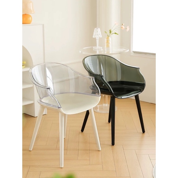 Ghế tựa lưng Symbian Chair phòng ăn Acrylic trong suốt pha nhiều màu phong cách Bắc Âu