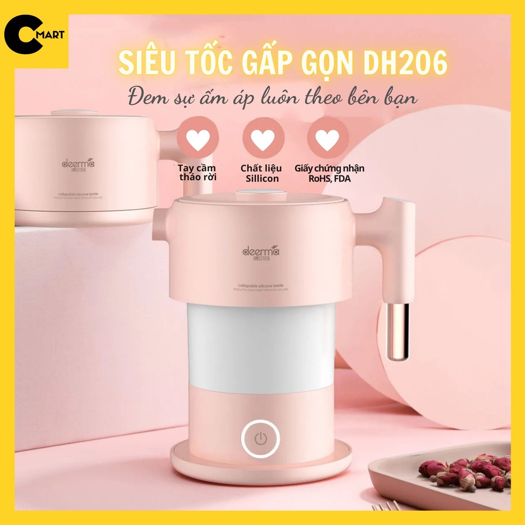 Ấm Siêu Tốc Gấp Gọn Deerma DH206-DH207 Dung Tích 0,6L [CMART GIA DỤNG TIỆN ÍCH]