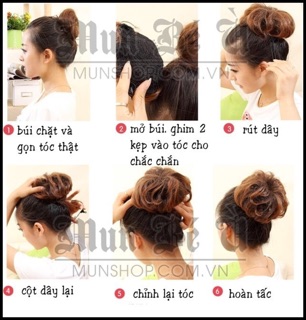 Tóc búi tròn dạng dây rút - tóc búi  - Mun Bé Ù shop