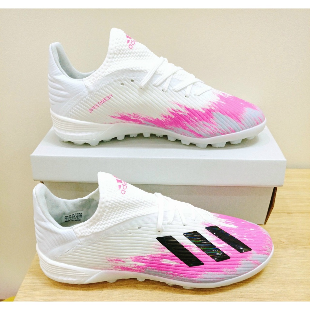 Giày Đá Banh Sân Cỏ Nhân Tạo Adidas X19.1 TF Trắng Hồng | Xanh Da vải siêu bền