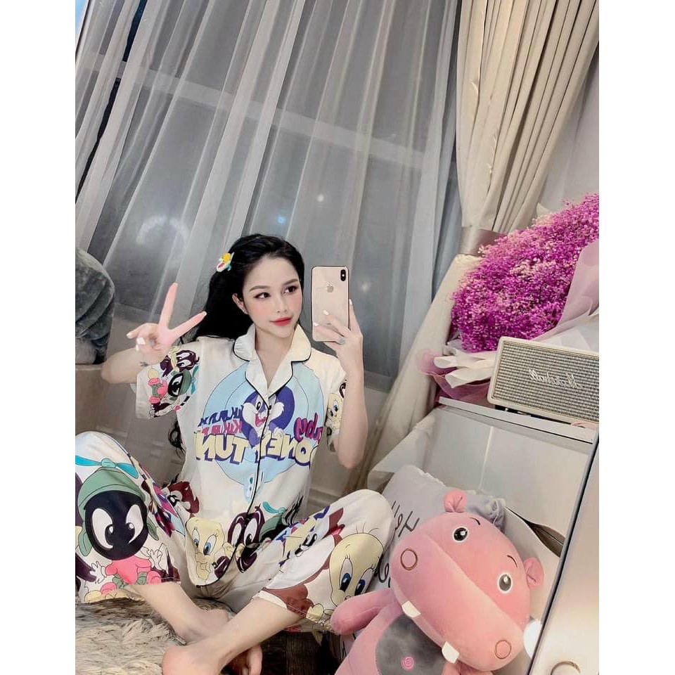 Bộ Ngủ Lụa Áo cộc + quần dài mới (kèm ảnh thật,video) | BigBuy360 - bigbuy360.vn