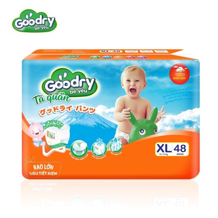 [Mã BMBAU50 giảm 7% đơn 99K] Tã quần Goodry XL48 (12-17kg) công nghệ Nhật Bản thấm hút thật nhanh