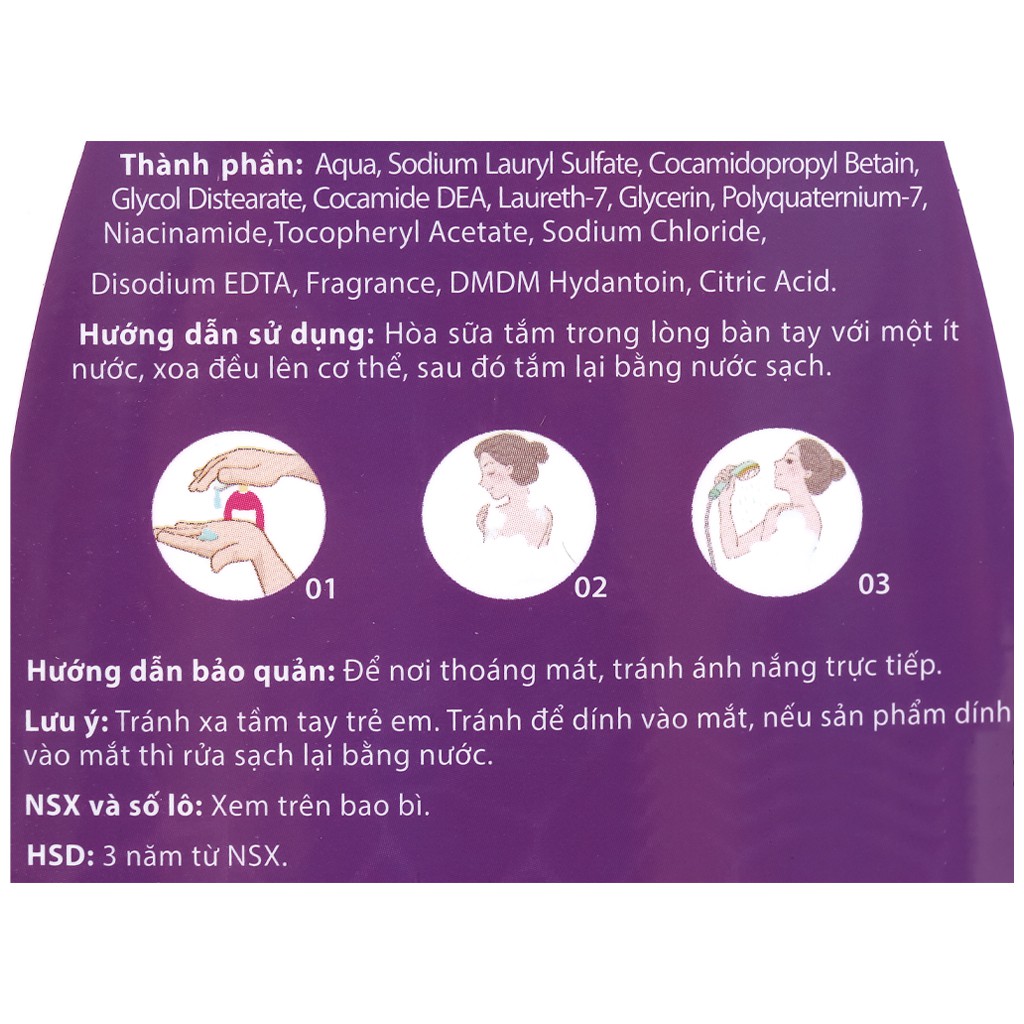 Sữa tắm Puri hương hoa Lavender dưỡng ẩm trắng mịn chai 1kg - Hàng Chính Hãng