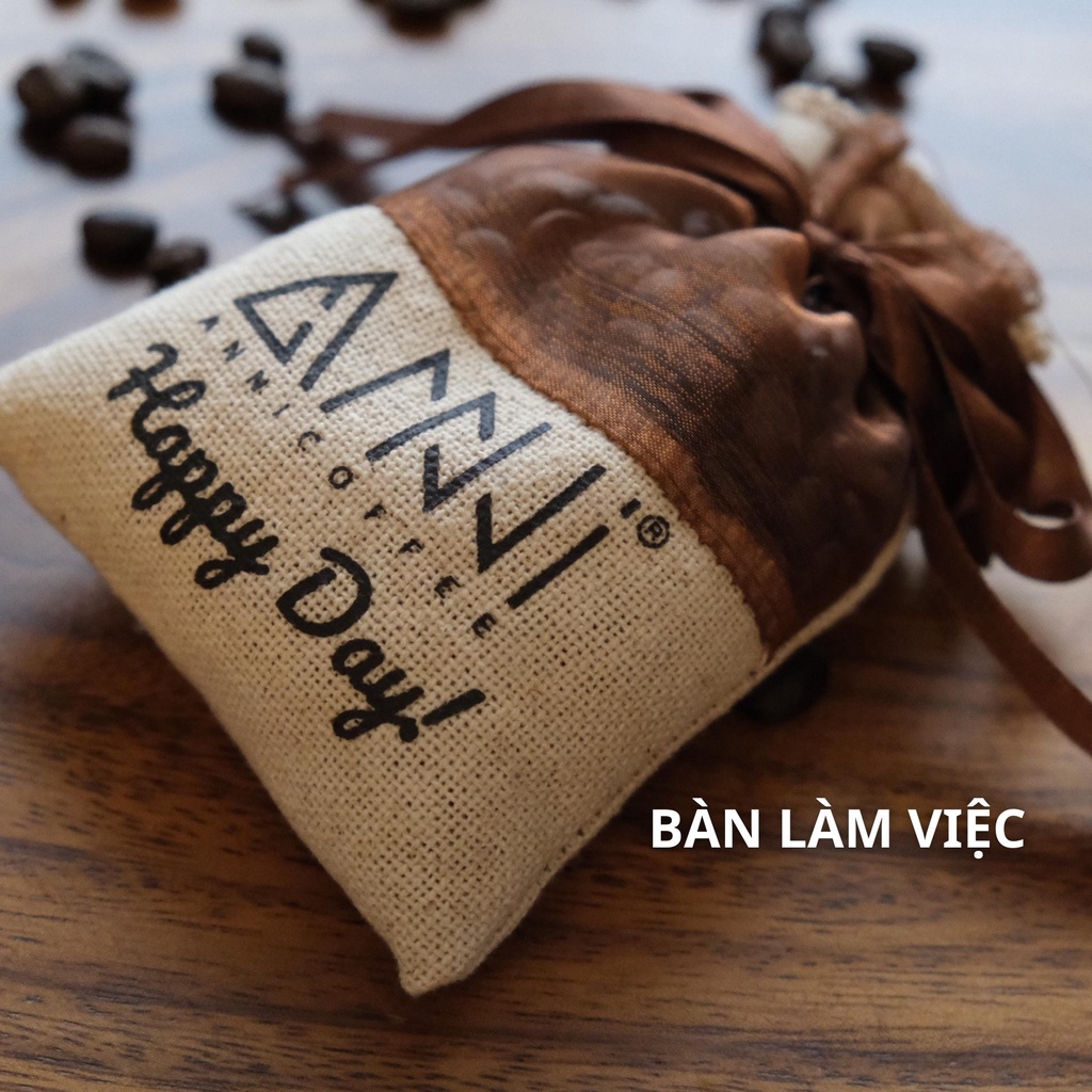 Túi thơm hạt cà phê tự nhiên treo xe, bàn làm việc, tủ quần áo, phòng khách, phòng bếp khử mùi Anni Coffee