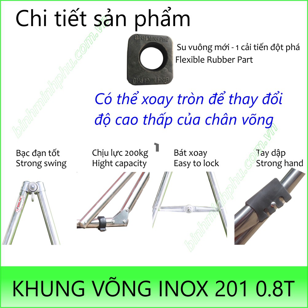 KHUNG VÕNG INOX 201 ỐNG TRÒN PHI 32 SU ĐA NĂNG  - Portable Folding Stainless Steel Stand Round Tube 32mm pipe