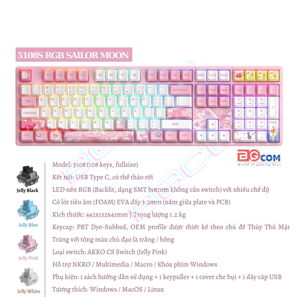 Bàn phím cơ AKKO 5108s RGB Black Pink| Sailor moon Crystal|Honkai Impact 3rd - Bronya Zaychik