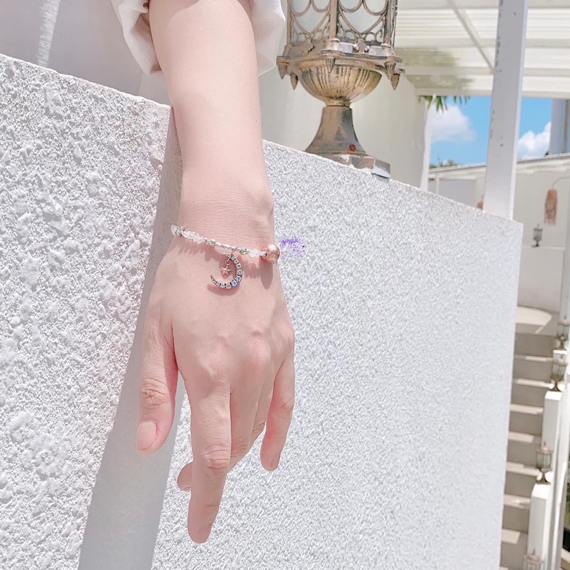 Vòng Tay Đá Kim Cương Thô Charm Mặt Trăng Thiên Nhiên SP004083 Gypsy.lala