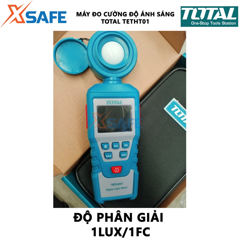 Máy đo cường độ ánh sáng kỹ thuật số TOTAL TETLU01 Thiết bị đo ánh sáng phạm vi quang phổ 320～730nm, dùng pin AA - XSAFE