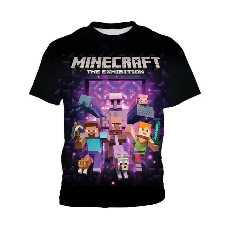 Áo Minecraft Thun Chui Đầu In Hình Game MC Sandbox Thời Trang Dành Cho Bé Trai