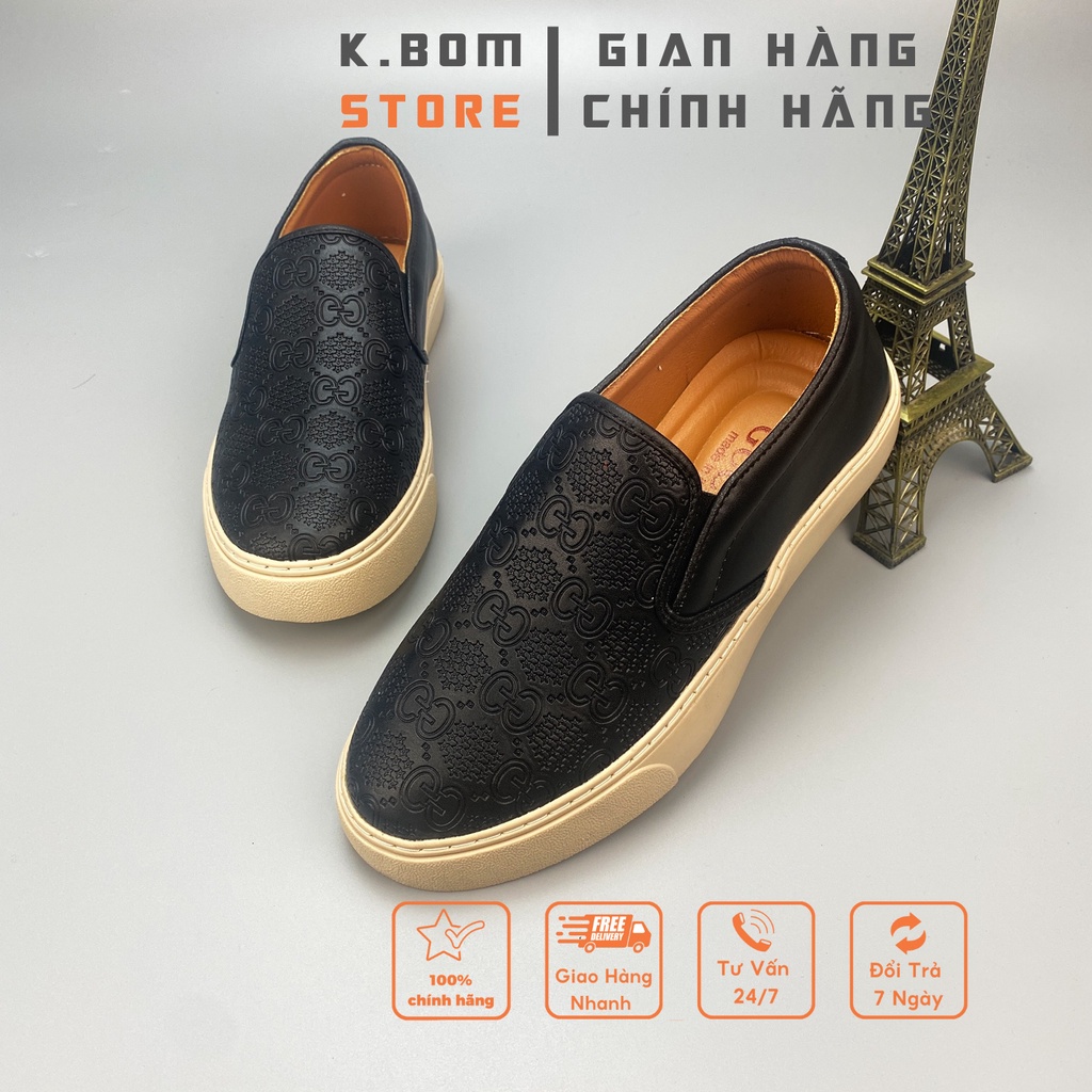 Giày Lười Nam Slipon  GC- Giày Nam Đẹp In hoạ tiết