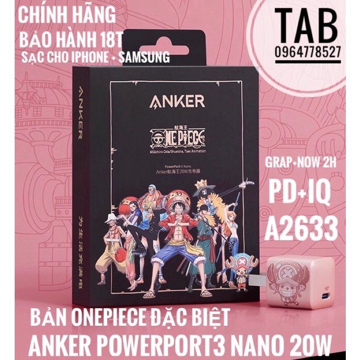 Củ Sạc Anker PowerPort 3 Nano 20W [BẢN ONEPIECE ĐẶC BIỆT] IQ3 - A2633 (Bảo Hành 18T)