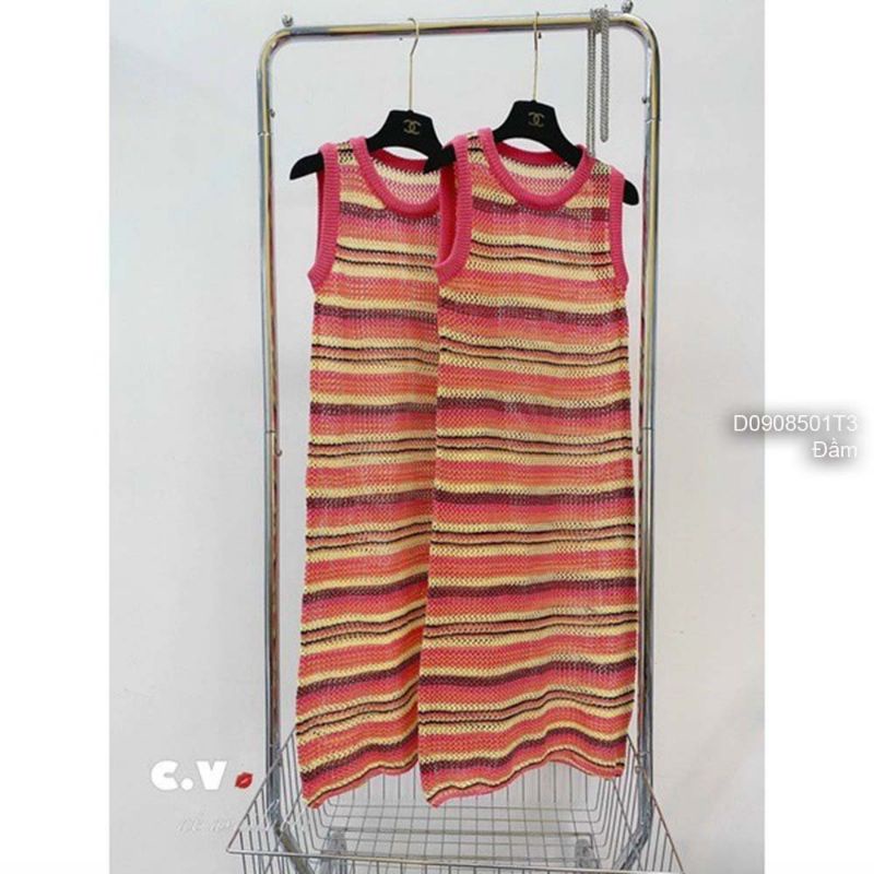 Đầm body len sọc sát nách hàng QC!