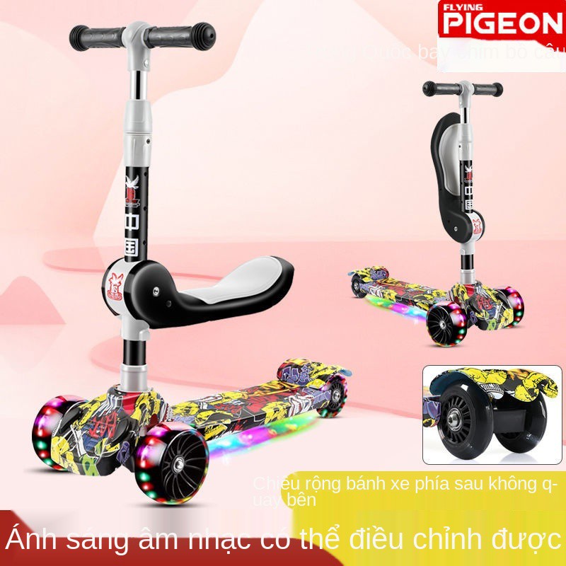 Xe trượt Scooter Trẻ em 1-3-6-8-12 tuổi có thể ngồi và đi cân bằng ba trong một