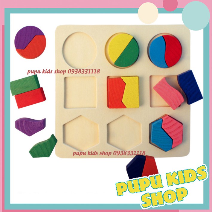 Combo 3 Bảng Xếp Gỗ Hình Học - Đồ Chơi Phát Triển Trí Tuệ Cho Bé