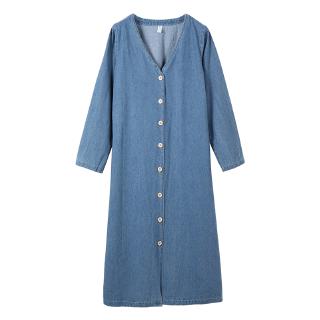 [Nhập WASIPN giảm 30K cho đơn 150K] Đầm denim dáng dài cột eo thanh lịch thời trang