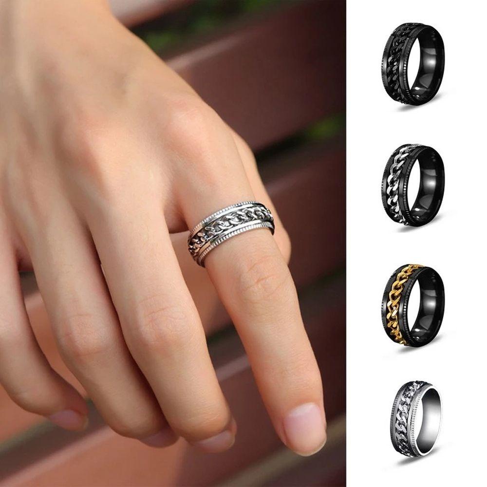 Nhẫn Xoay Bằng Thép Không Gỉ Thiết Kế Đơn Giản Cho Thanh Thiếu Niên