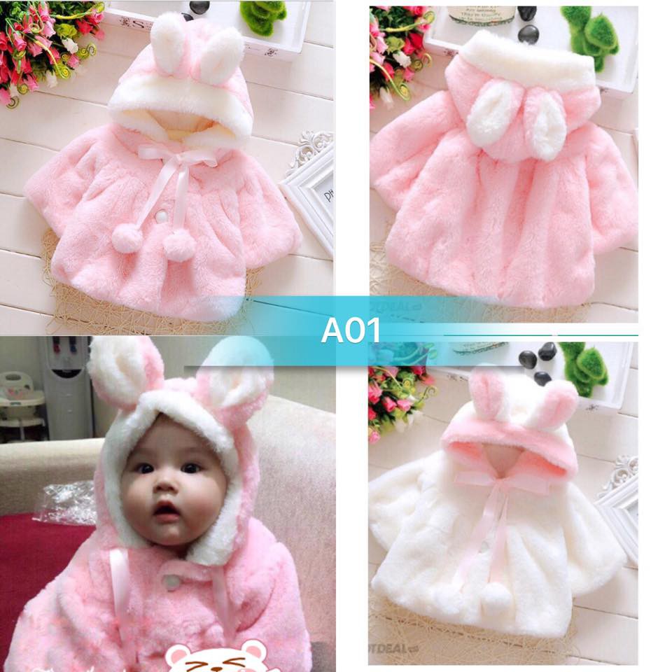ÁO KHOÁC LÔNG TAI THỎ CHO BÉ GÁI