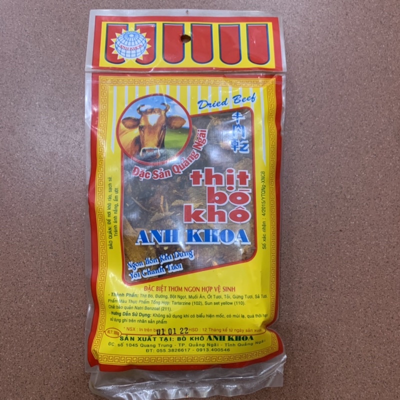 Thịt Bò Khô Anh Khoa miếng gói to 300g