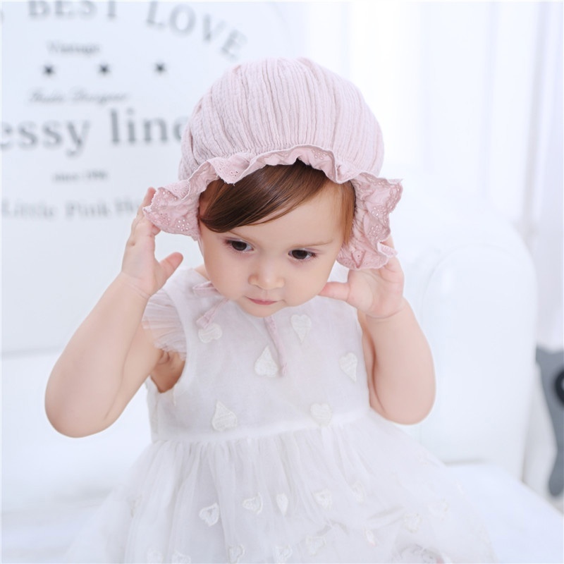 Mũ Ren Cotton Mềm Mại Chống Nắng Thời Trang Xuân Hè Cho Bé Gái Sơ Sinh