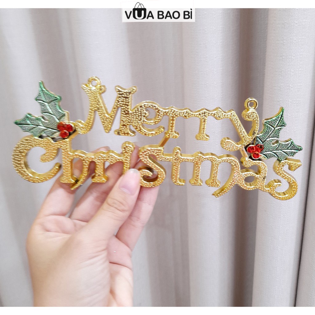 Biển treo chữ Merry Christmas 30-15cm trang trí Giáng sinh Noel màu bạc/ vàng VUA BAO BÌ