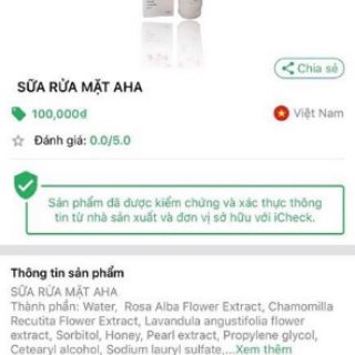 (Chính hãng)  Sữa rửa mặt AHA