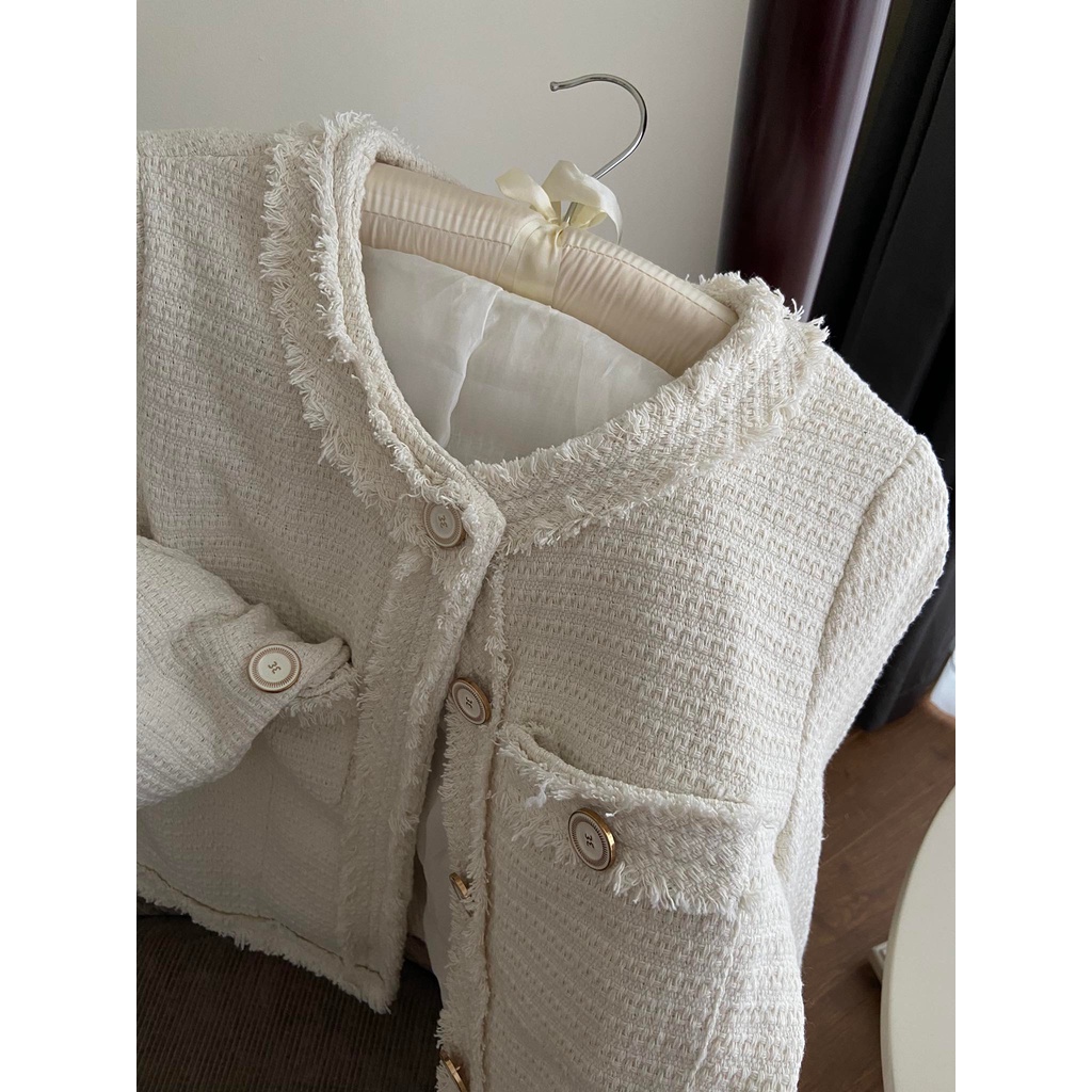 Áo khoác dạ tweed phong cách Hàn Quốc