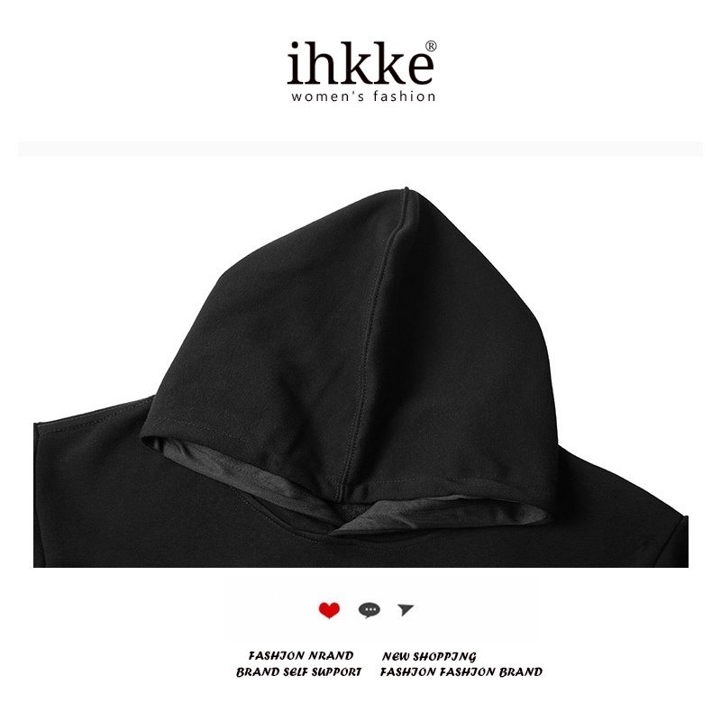 Áo hoodie Ihkke dài tay phong cách năng động trẻ trung thời trang cho nữ