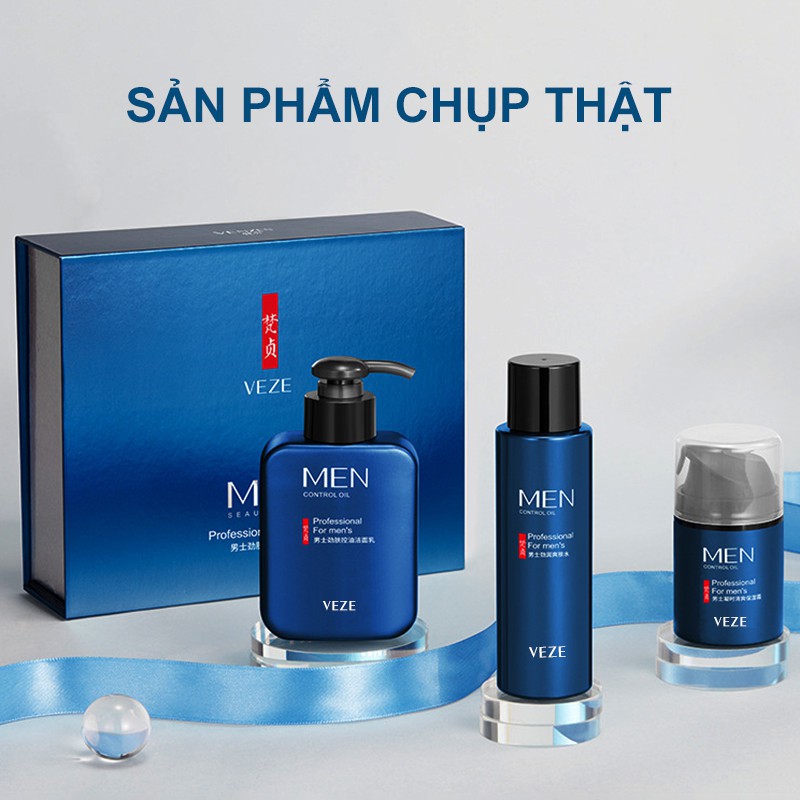 Bộ ba sản phẩm chăm sóc da cho nam VEZE, （bộ chăm sóc da）sữa rửa mặt + toner + lotion dưỡng ẩm-URBFZHFTZ