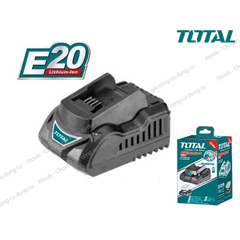 Bộ sạc pin nhanh 20V TOTAL TCLIE2002 Đế sạc nhanh công suất 50W sạc nhanh 2A.h/1h dùng được cho cả pin 4A.h và Pin TOTAL