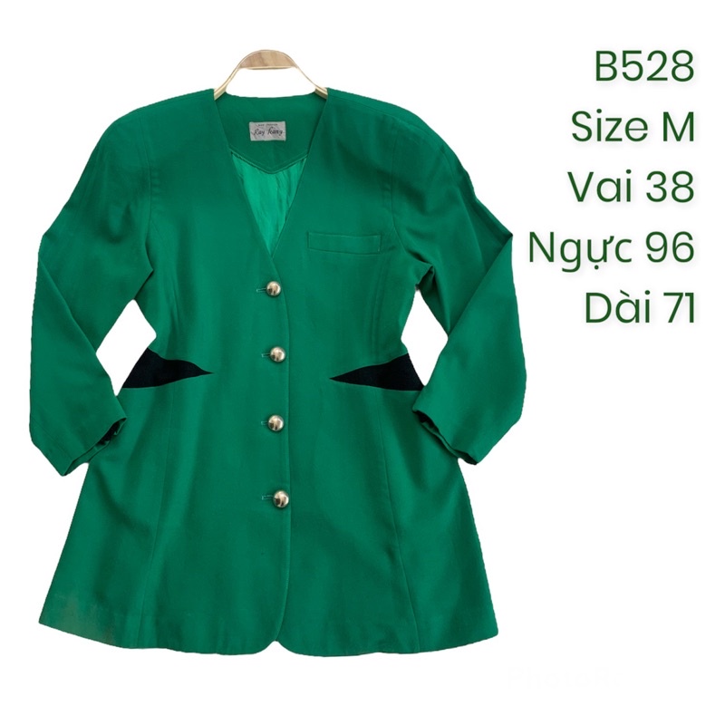 Áo khoác blazer B528 cổ V có độn vai 2hand Hàn si tuyển ảnh thật