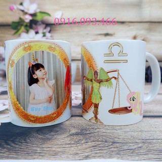 Cốc trắng sứ in hình cung hoàng đạo kèm hình in theo yêu cầu