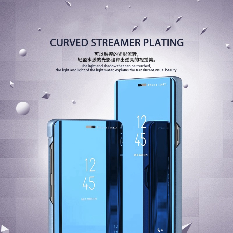 Bao da điện thoại nắp gập mạ gương sang trọng dành cho Samsung Galaxy A5 A6 A8 Plus A7 A9 2018 A9 Star Lite