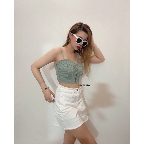 Áo Croptop Blashe 2 Dây Kaki Jeans - 3705