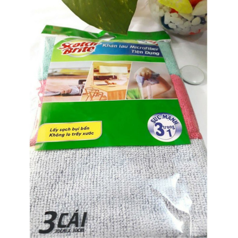 Set 3 khăn lau bếp Scotch Brite Microfiber tiện dụng 3M (có giấy chứng nhận)