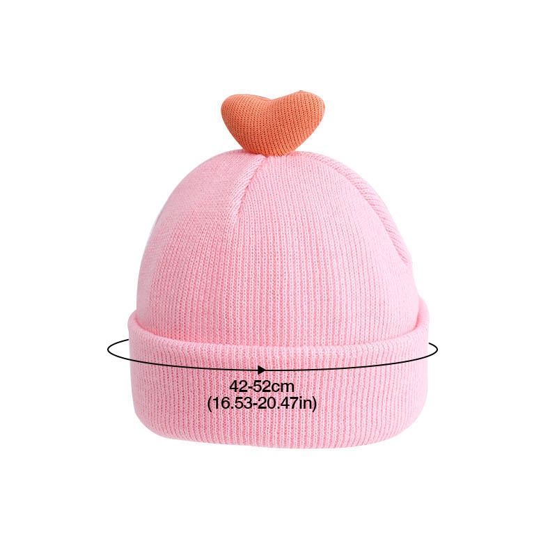 Mũ Beanie Dệt Kim Dày Dặn In Họa Tiết Trái Tim Hoạt Hình Thời Trang Thu Đông Cho Bé