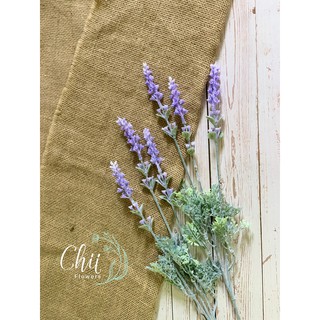 Cành hoa lavender giả polymer bọc xốp phủ bụi mô phỏng giống thật 99%